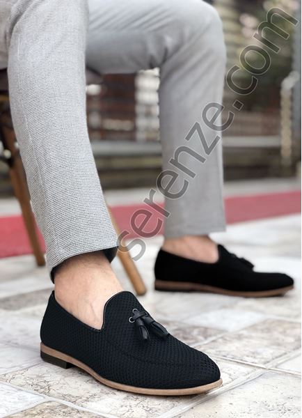 Siyah Örme Triko Erkek Klasik Ayakkabı
