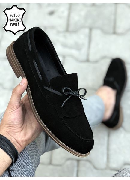 Siyah Süet Hakiki Deri Erkek Klasik Ayakkabı
