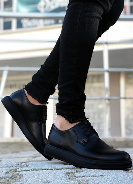 Klasik Model Deri Tarz Bağcıklı Siyah Erkek Ayakkabı