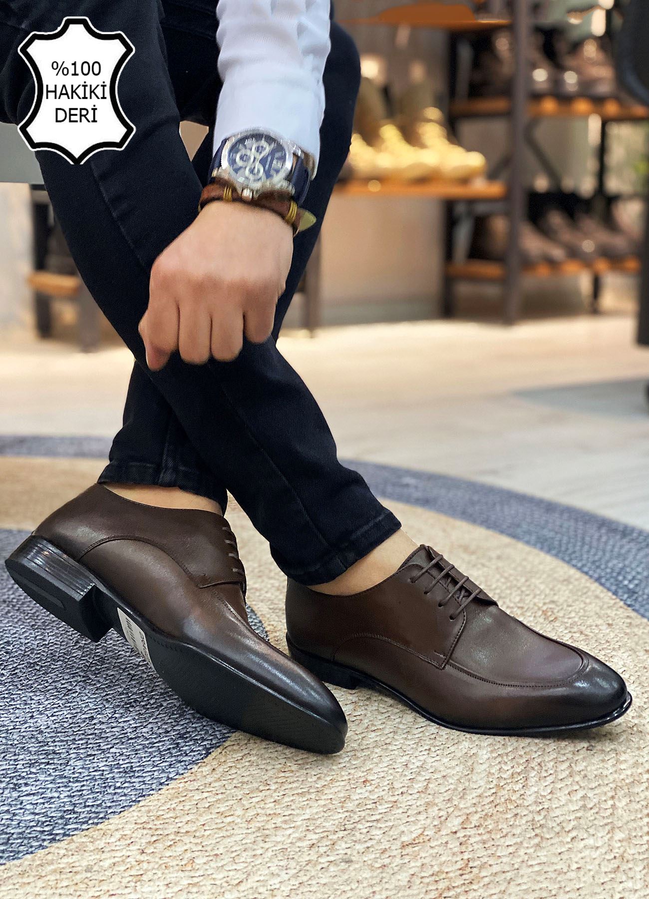 Kahve Saraçlı İtalyan Hakiki Deri Erkek Klasik Ayakkabı