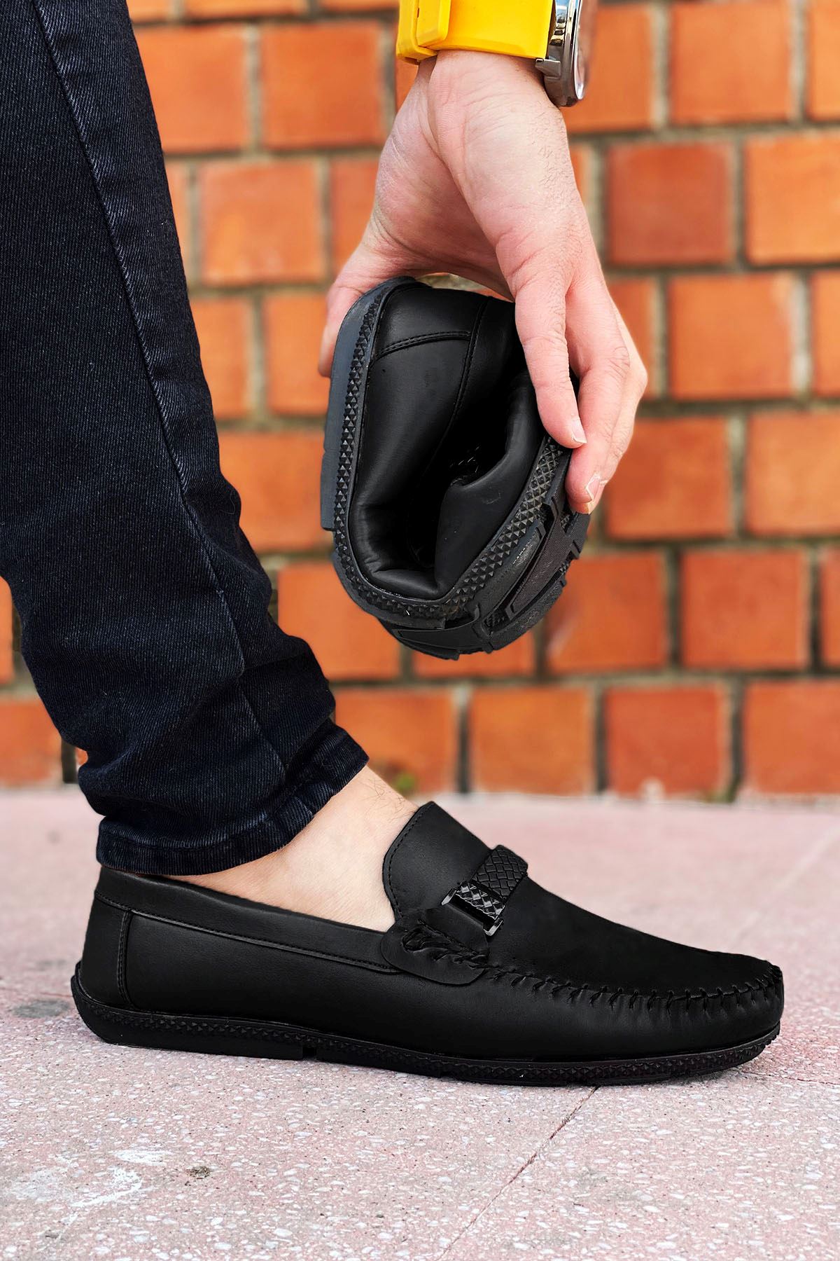 Siyah Tokalı Erkek Loafer Ayakkabı