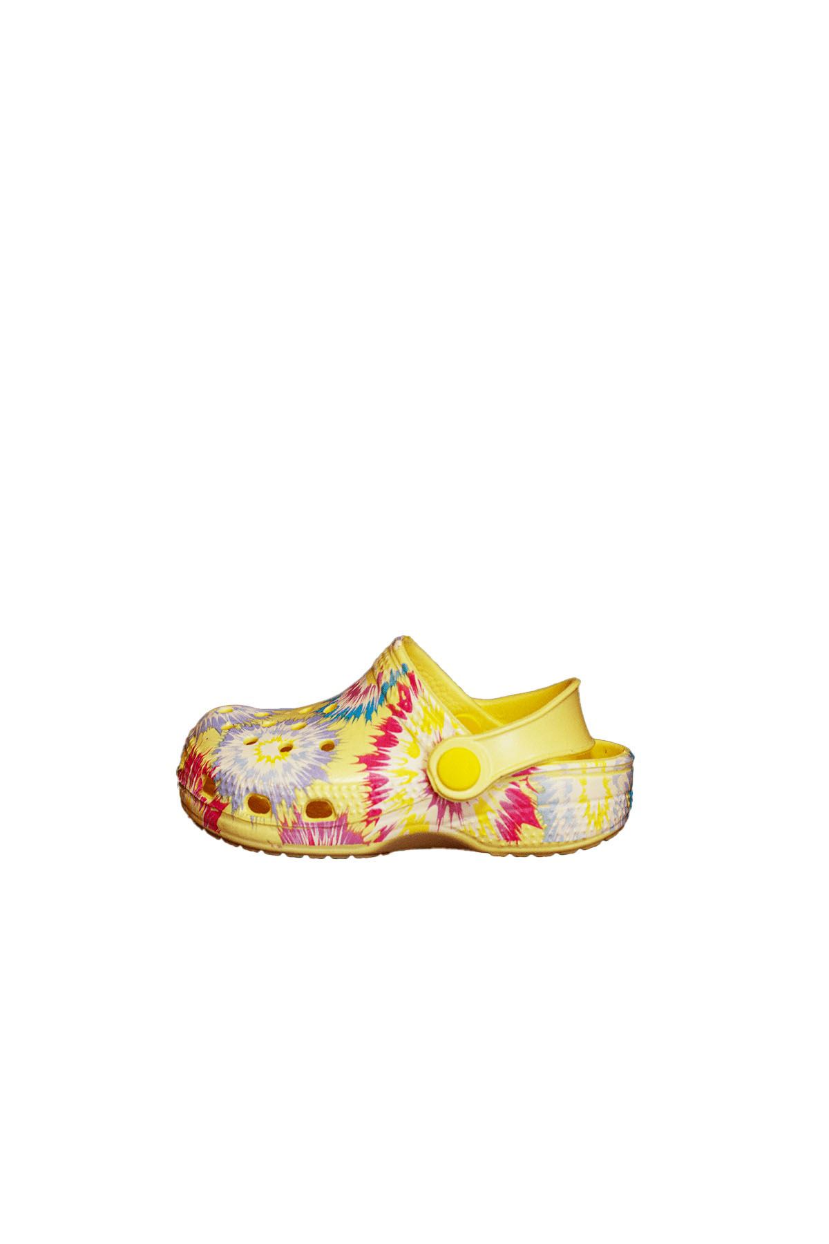 Sarı Karışık Baskılı Ortopedik Unisex Sandalet/Terlik