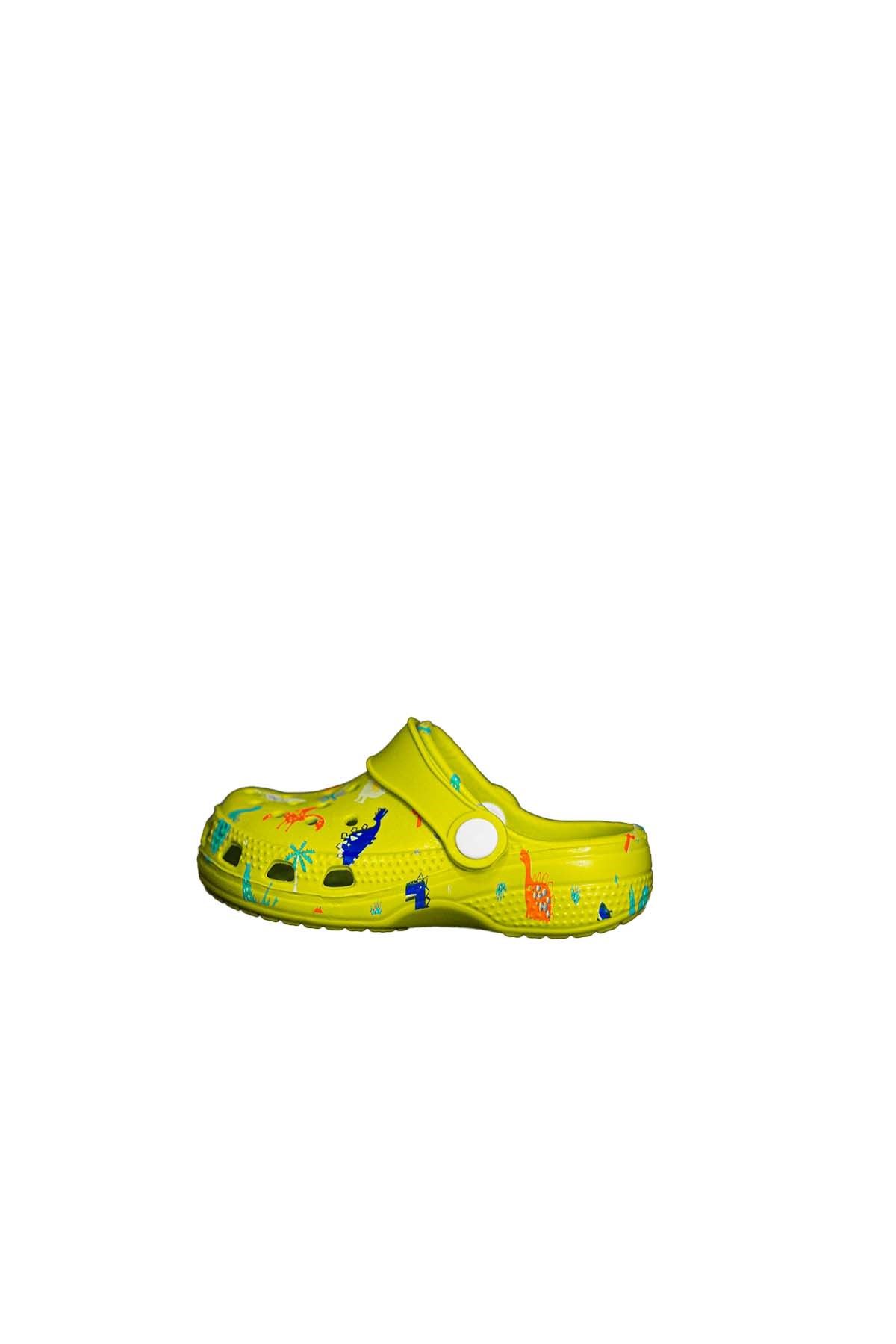 Sarı Dinazor Baskılı Ortopedik Unisex Sandalet/Terlik