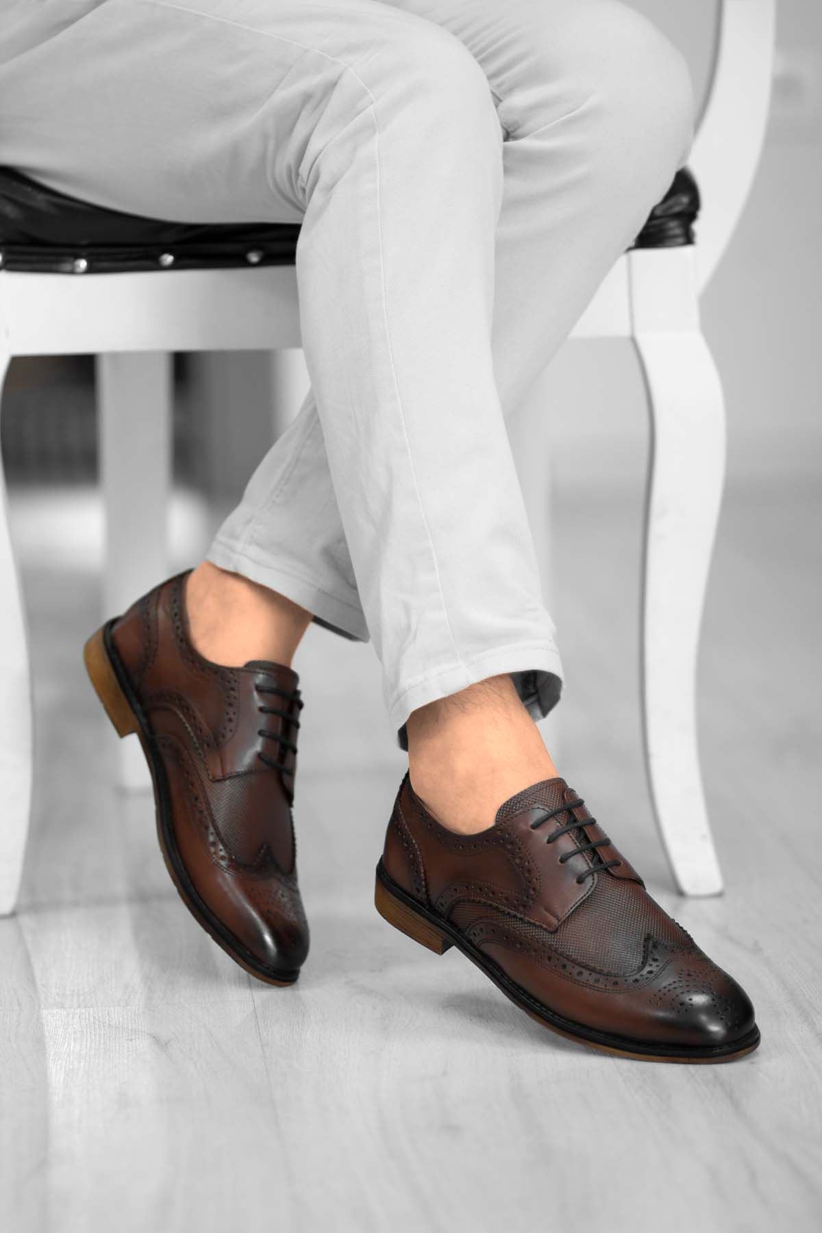 Taba Desenli Hakiki Deri Erkek Klasik Ayakkabı