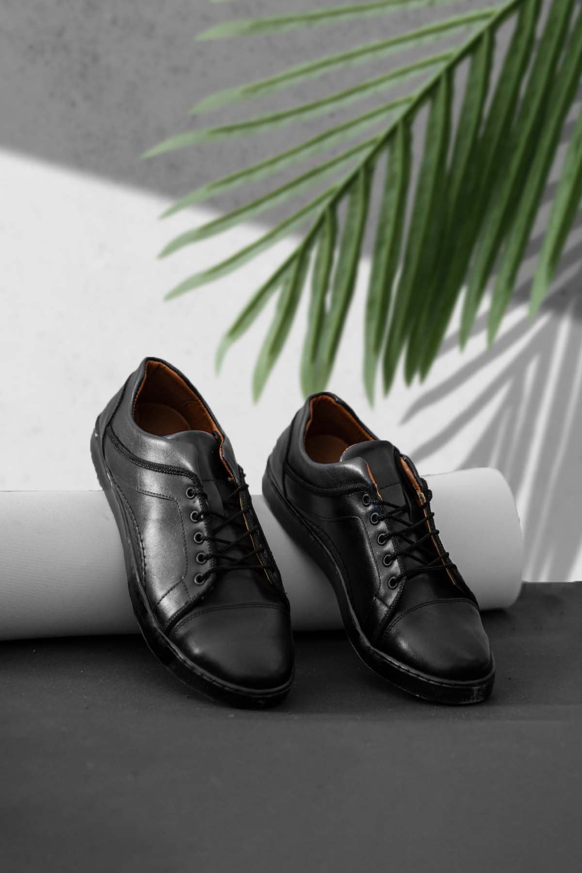 Siyah Erkek Deri Tarz Klasik Günlük Ayakkabı
