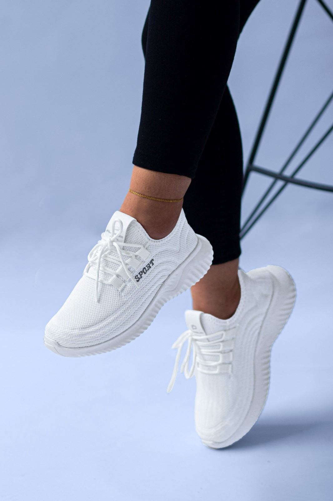 Beyaz Kadın Yazlık Triko Spor Ayakkabı