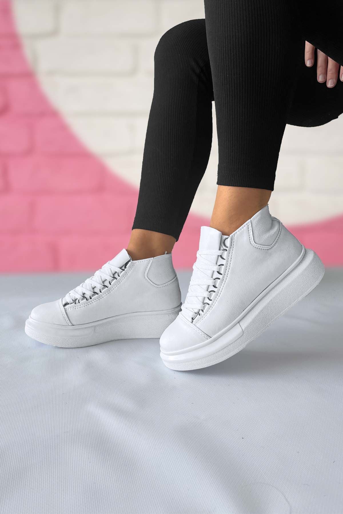 Bot Model Yüksek Taban Beyaz Kadın Ayakkabı