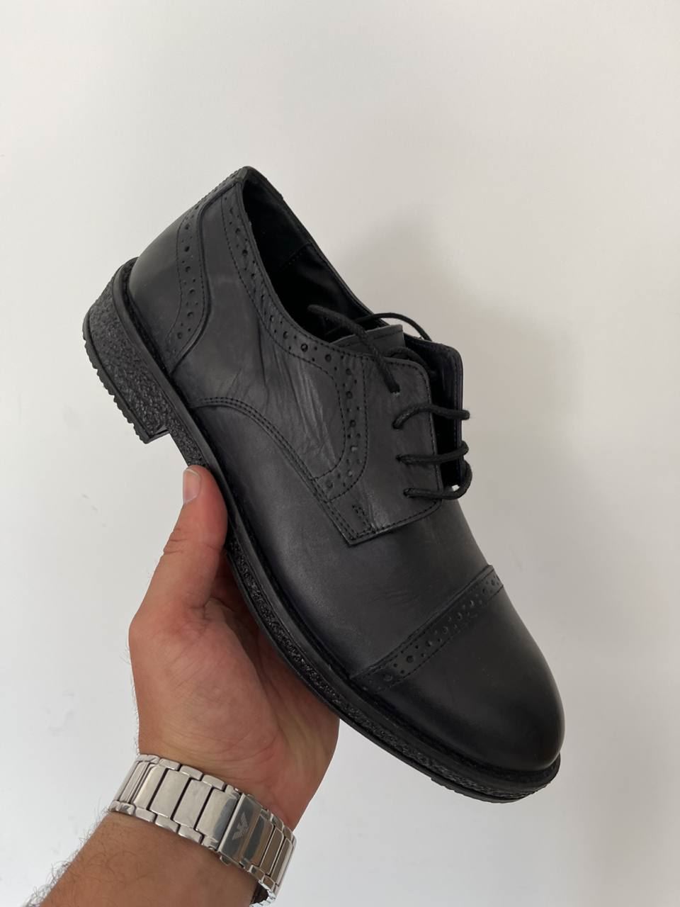 Siyah Hkki Deri Desenli Erkek Klasik Ayakkabı 40 Numara