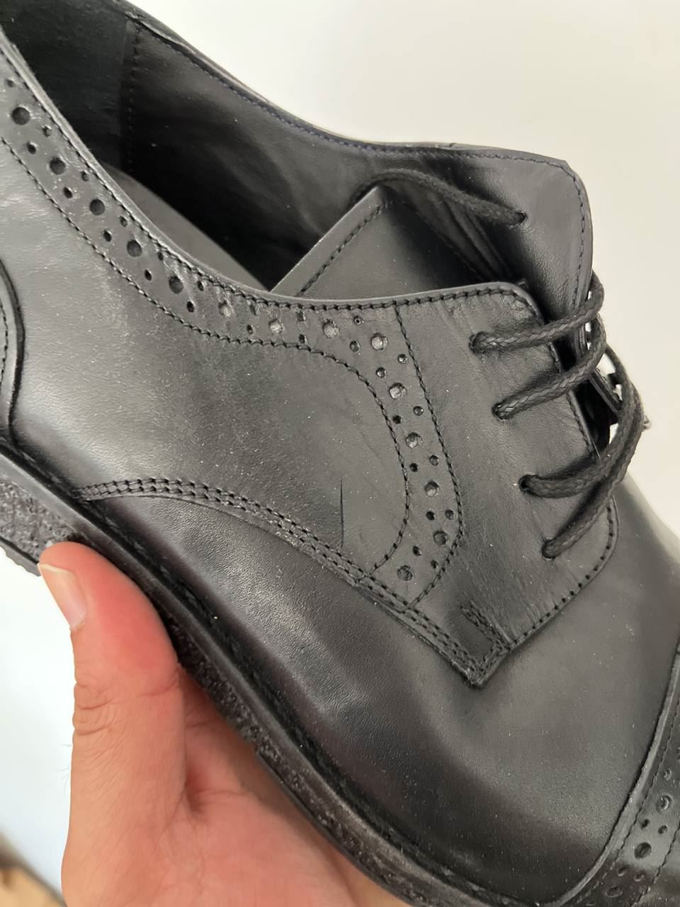 Siyah Hkki Deri Desenli Erkek Klasik Ayakkabı 41 Numara 