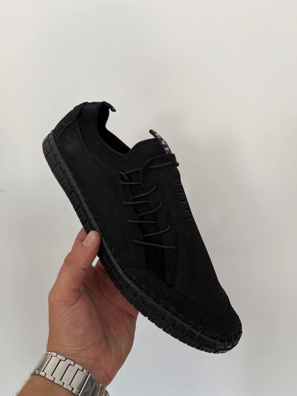 Siyah Nubuk Hkki Deri Ultra Rahat Erkek Çarık Ayakkabı 44 Numara