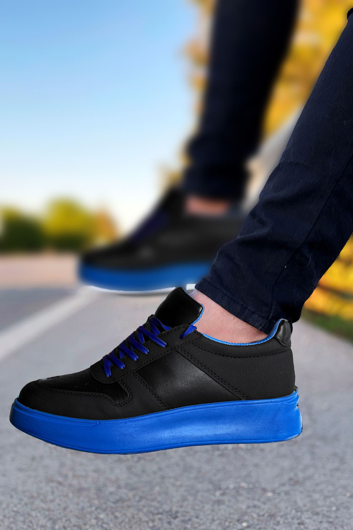 Siyah Mavi Erkek Spor Ayakkabı