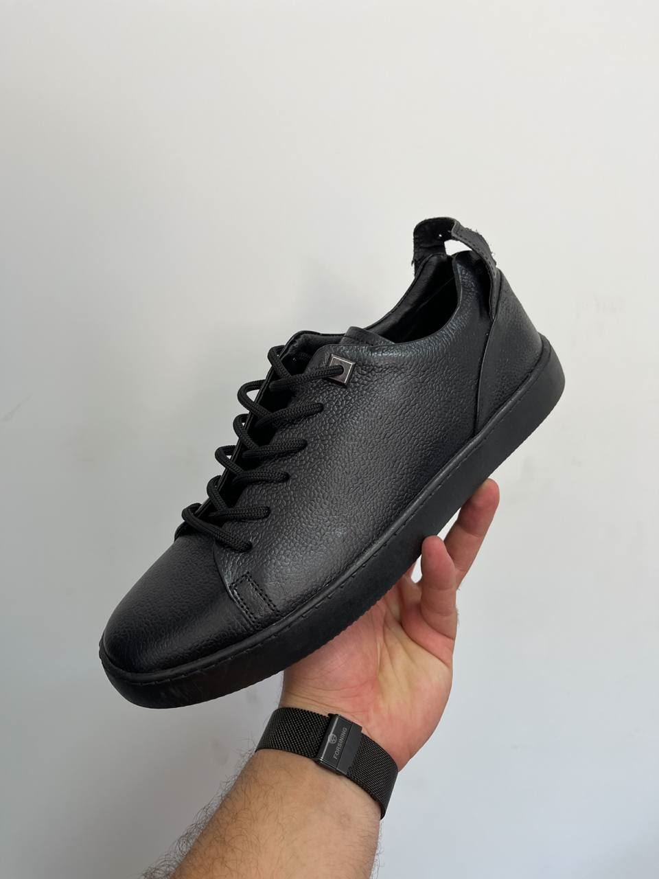 Hkki Deri Bağcıklı Siyah Günlük Spor Erkek Ayakkabı -41
