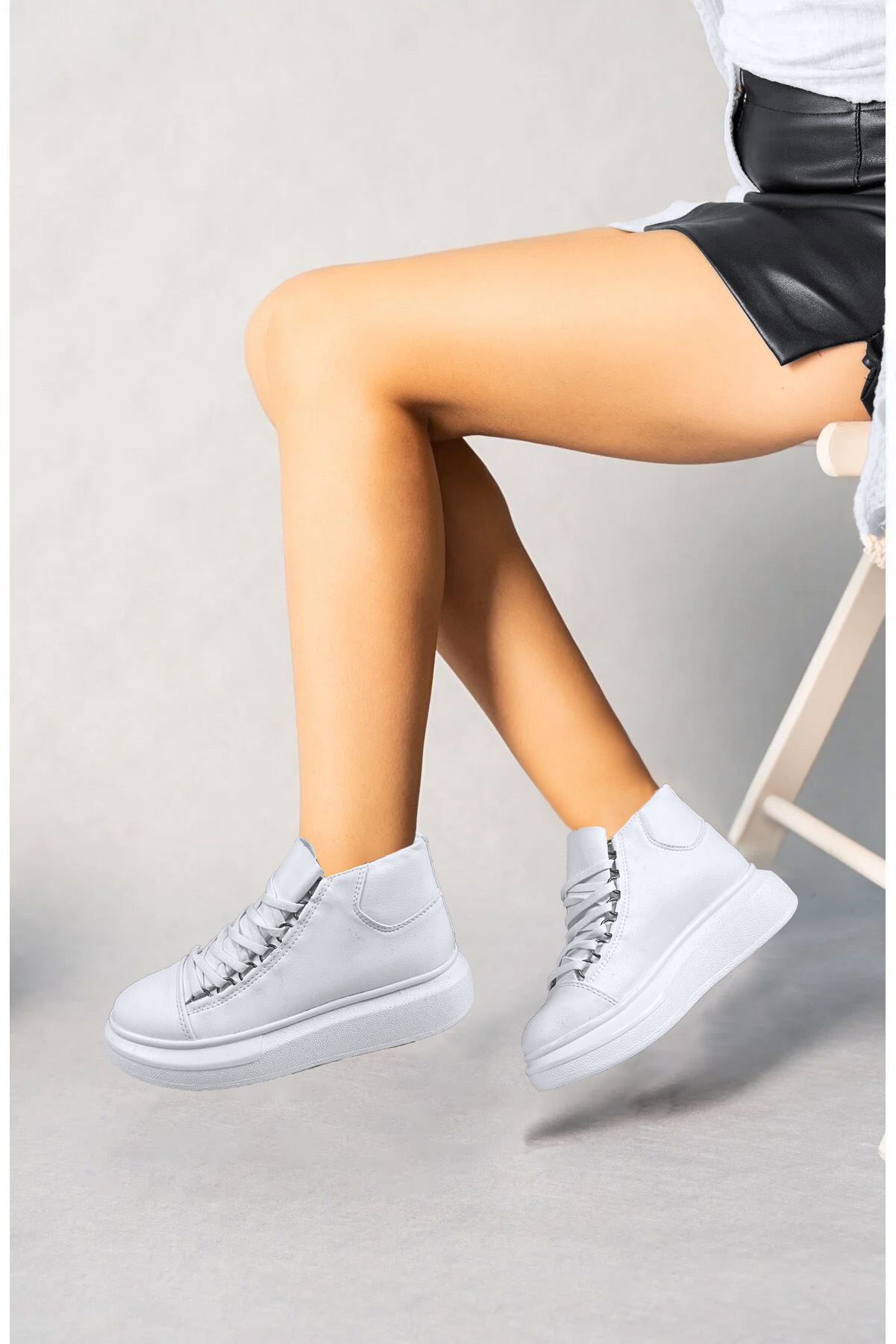 Bot Model Yüksek Taban Beyaz Kadın Ayakkabı