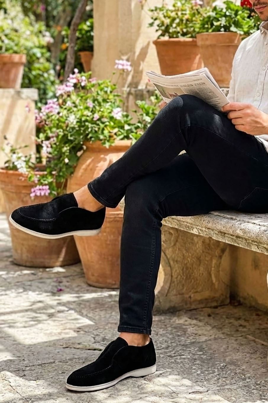 Siyah Süet Kısa Hakiki Deri Klasik Bot