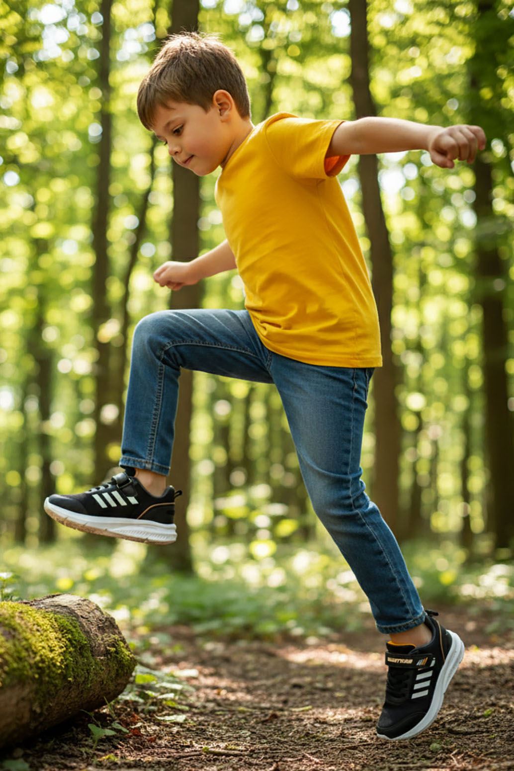 Siyah Cırtlı Çocuk Spor Ayakkabı