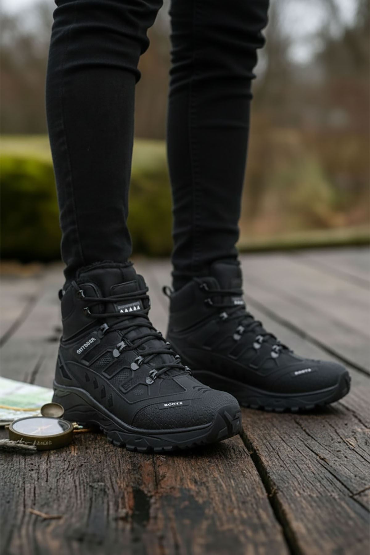 Siyah Füme Su Geçirmez Erkek Trekking Bot