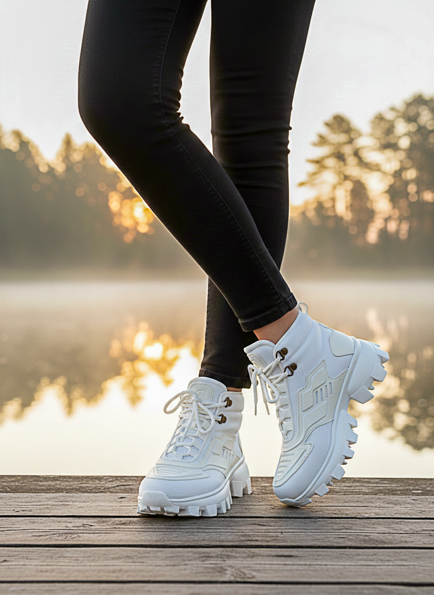 Beyaz Dozer Taban Unisex Günlük Spor Bot