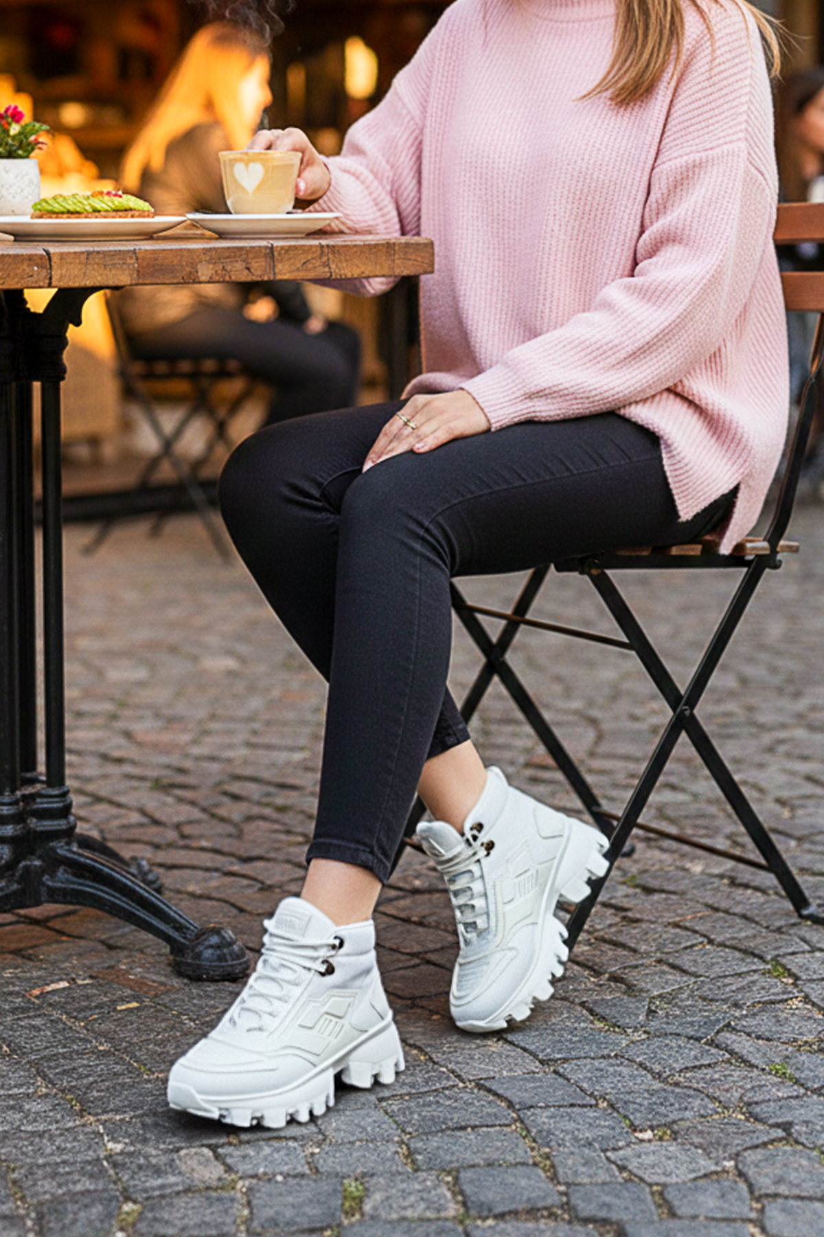 Beyaz Dozer Taban Unisex Günlük Spor Bot