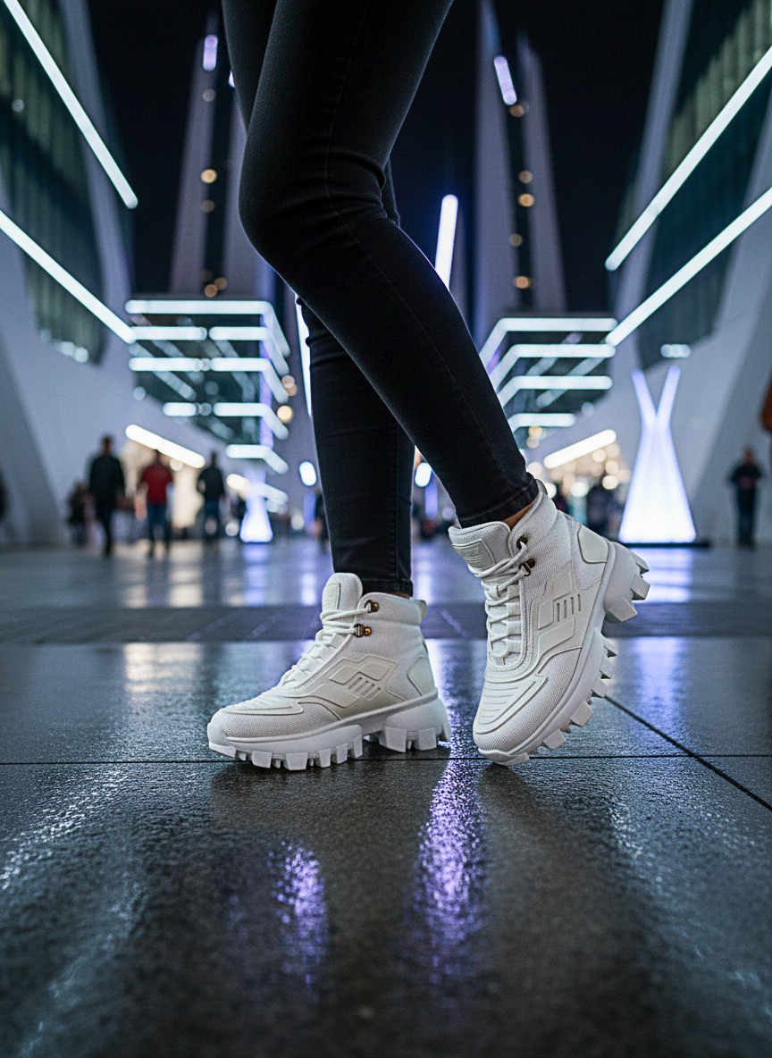 Beyaz Dozer Taban Unisex Günlük Spor Bot