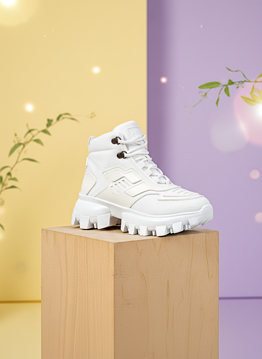 Beyaz Dozer Taban Unisex Günlük Spor Bot