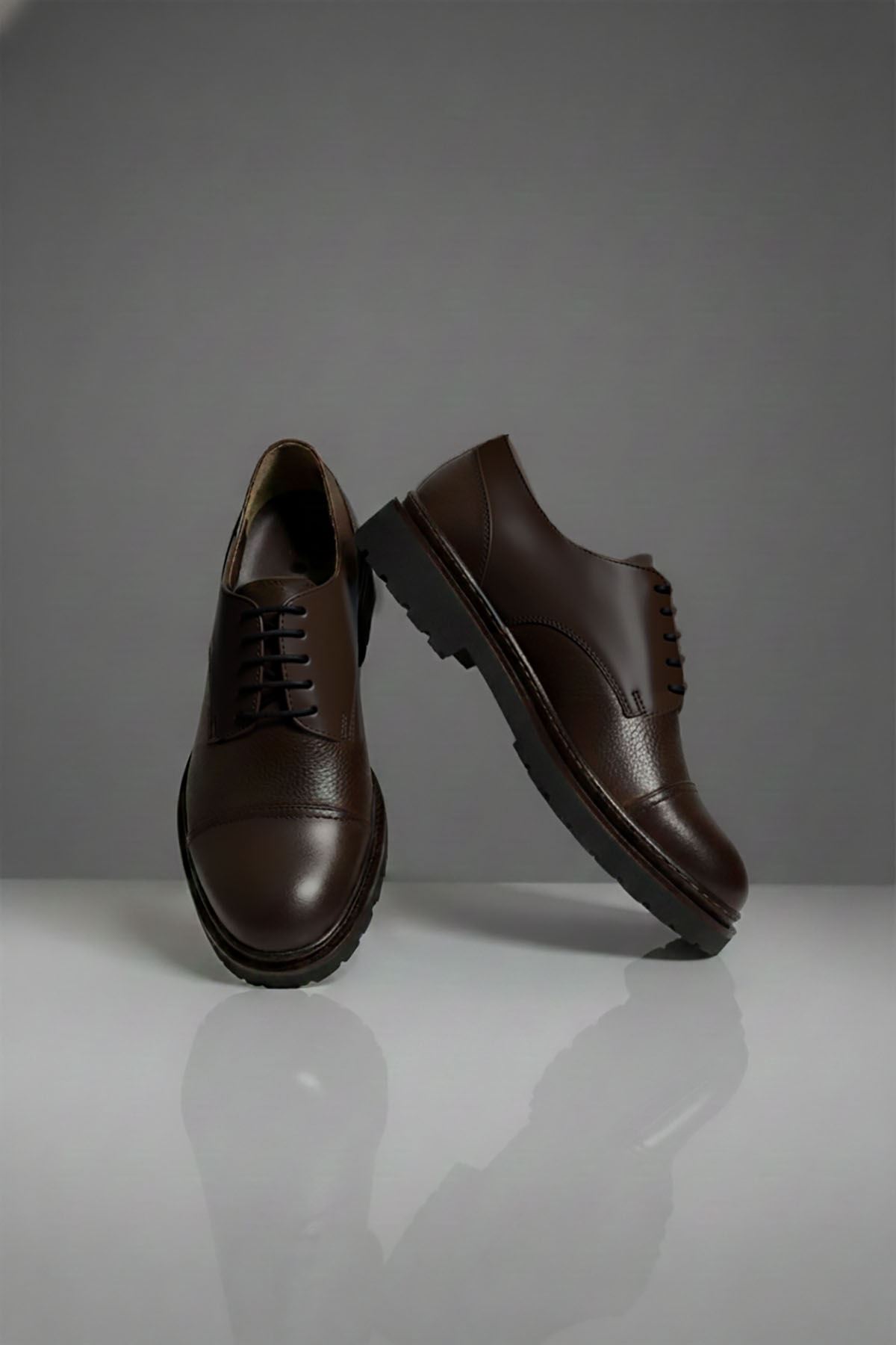 Kahve Desenli Hakiki Deri Erkek Klasik Ayakkabı