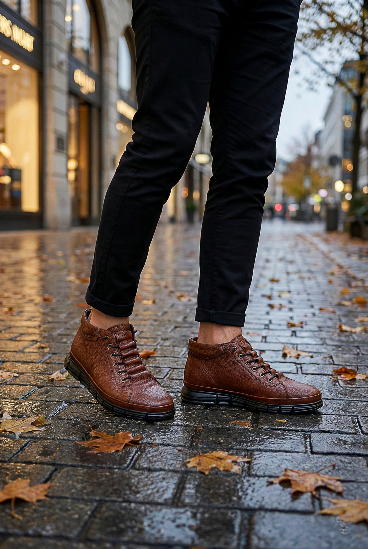 Taba Lastikli Kısa Hakiki Deri Klasik Bot