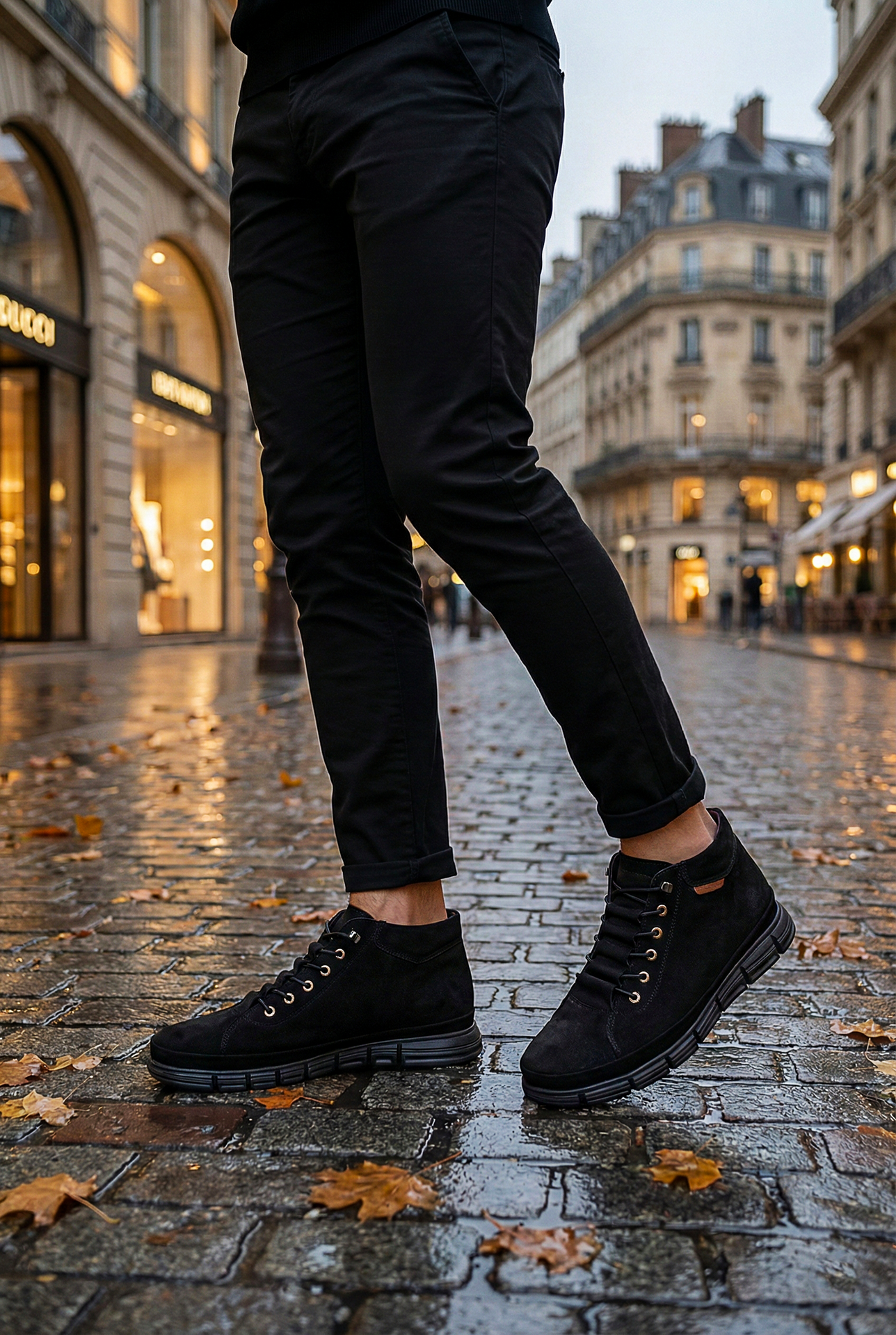 Siyah Nubuk Lastikli Kısa Hakiki Deri Klasik Bot