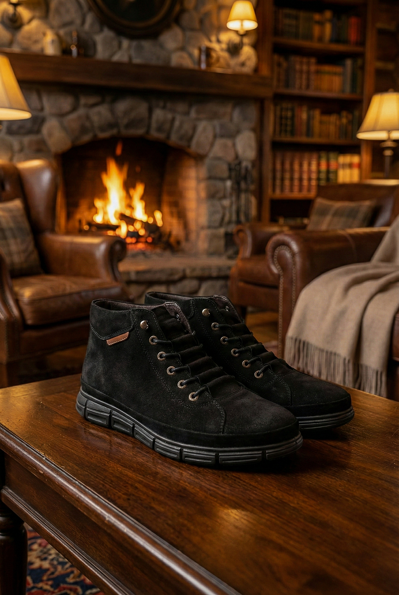 Siyah Nubuk Lastikli Kısa Hakiki Deri Klasik Bot