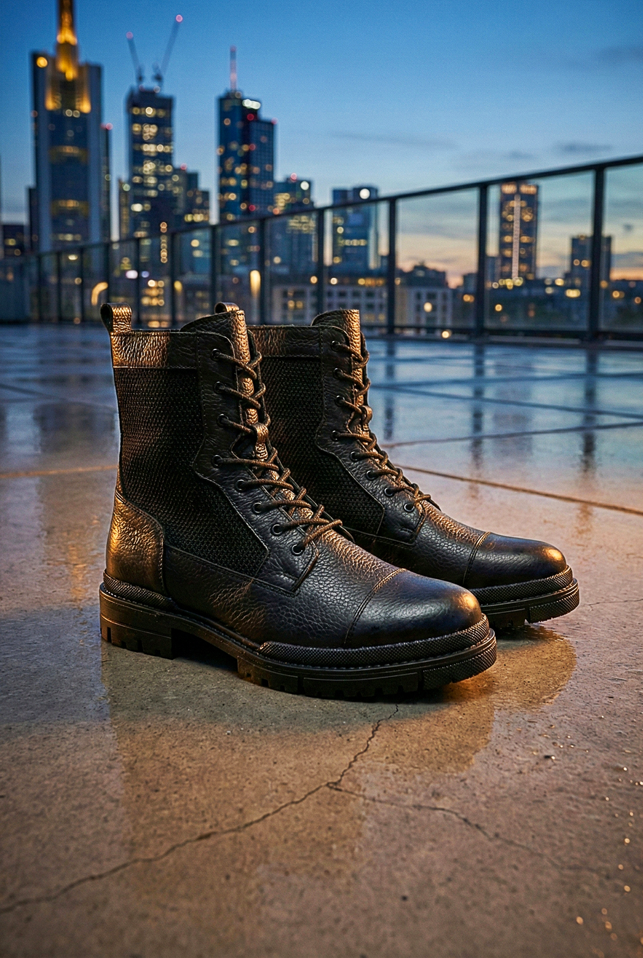 Siyah Hakiki Deri File Detay Erkek Bot