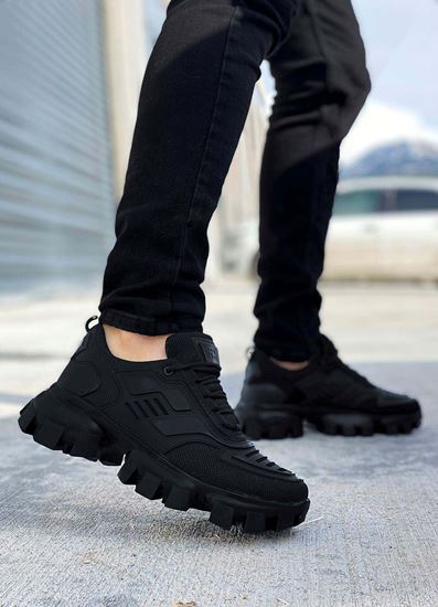 Siyah Dozer Triko Kauçuk Detay Erkek Spor Ayakkabı