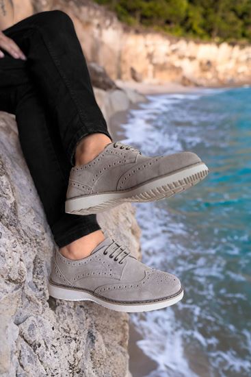 Kum Süet Hakiki Deri Erkek Delikli Erkek Klasik Ayakkabı