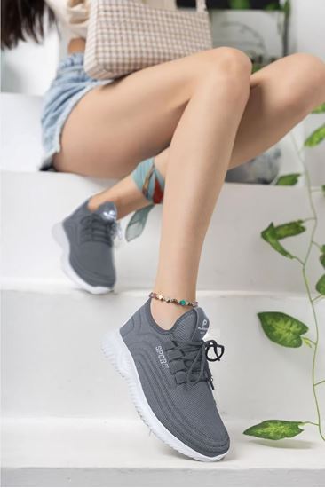 Gri Triko Spor Kadın Ayakkabı