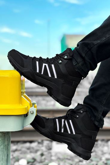 Siyah Beyaz Outdoor Trekking Erkek Spor Bot