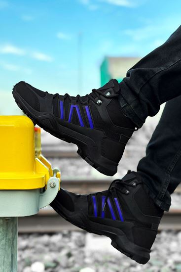 Siyah Mavi Outdoor Trekking Erkek Spor Bot -kapalı
