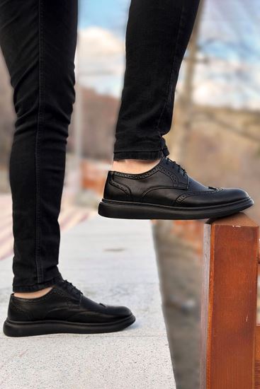 Siyah Desenli Marcel Bağcıklı Erkek Klasik Ayakkabı