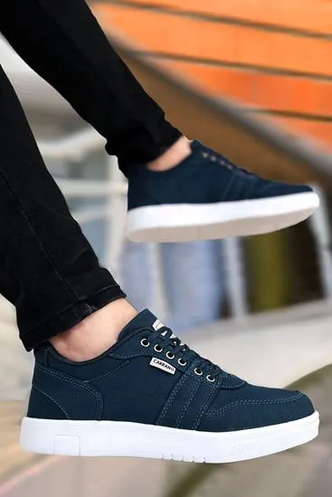 Petrol Keten Kot Kumaş Casual Erkek Spor Ayakkabı