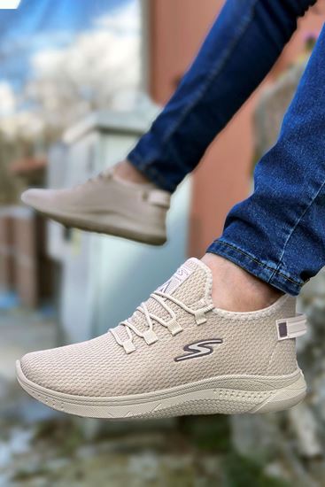 Bej Desenli Örme Triko Hafif Court Vision Spor Ayakkabı