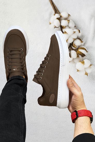 Kahve Keten Monarch Kalın Taban Erkek Günlük Ayakkabı