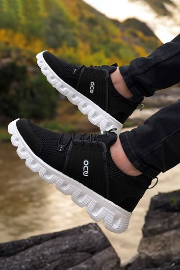 Siyah Beyaz Cloud Ultra Hafif Erkek Spor Ayakkabı
