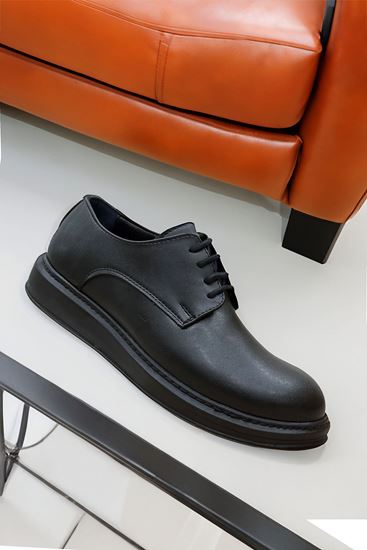 Klasik Model Deri Tarz Bağcıklı Siyah Erkek Ayakkabı 