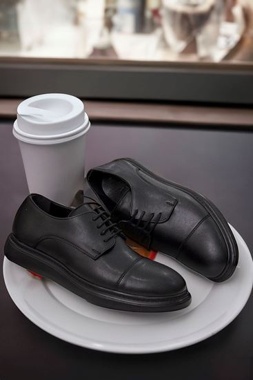 Klasik Maskaretli Model Deri Tarz Bağcıklı Siyah Erkek Ayakkabı