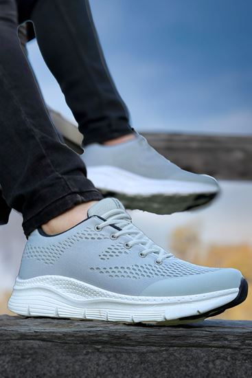 Gri Triko Örme Rahat Erkek Spor Ayakkabı