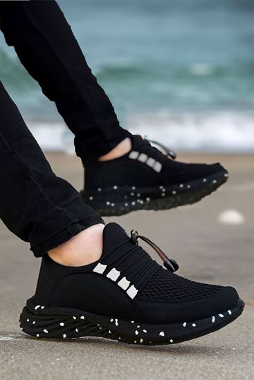 Siyah Beyaz Dalmaçyalı Taban Triko Hafif Erkek Spor Ayakkabı