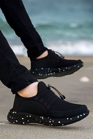 Siyah Dalmaçyalı Taban Triko Hafif Erkek Spor Ayakkabı