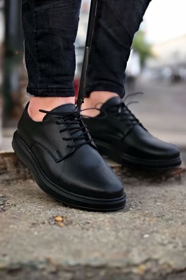 Klasik Model Deri Tarz Bağcıklı Siyah Erkek Ayakkabı