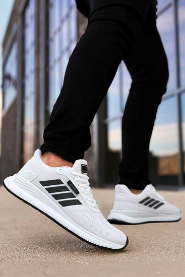 Beyaz Siyah Dunk Çizgili Erkek Spor Ayakkabı