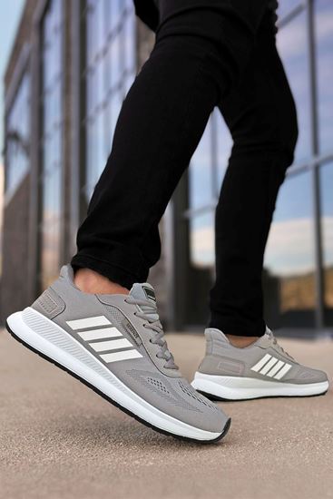 Gri Beyaz Dunk Çizgili Erkek Spor Ayakkabı