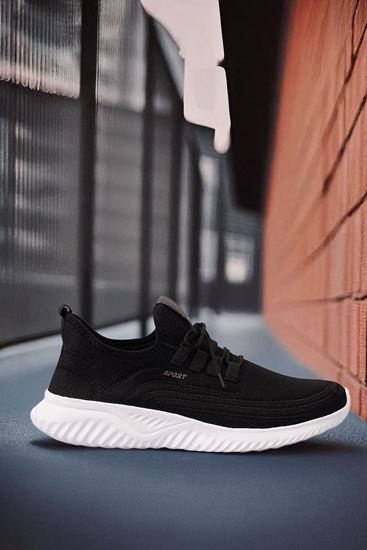 Siyah Beyaz Triko Spor Ayakkabı