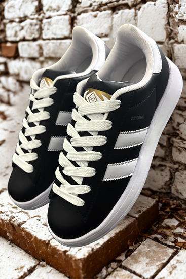 Siyah Beyaz Campus Cilt Erkek Spor Ayakkabı