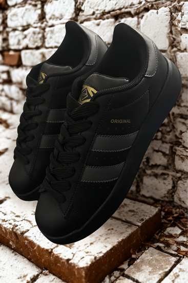 Siyah Gri Campus Cilt Erkek Spor Ayakkabı